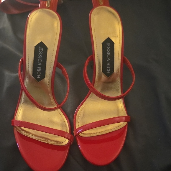 Jessica Rich Vibrant Red Strappy Heels - Picture 4 of 9